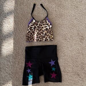 California Kisses Dancewear Leopard Print Halter Top and Star Set - XOMG POP